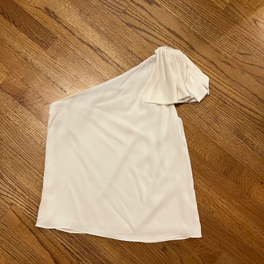 Milly Cindy one shoulder silk tank white